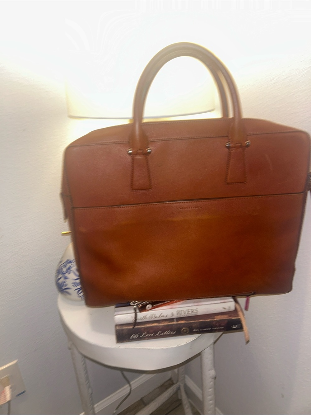 Cole Haan Cognac Leather Laptop Briefcase